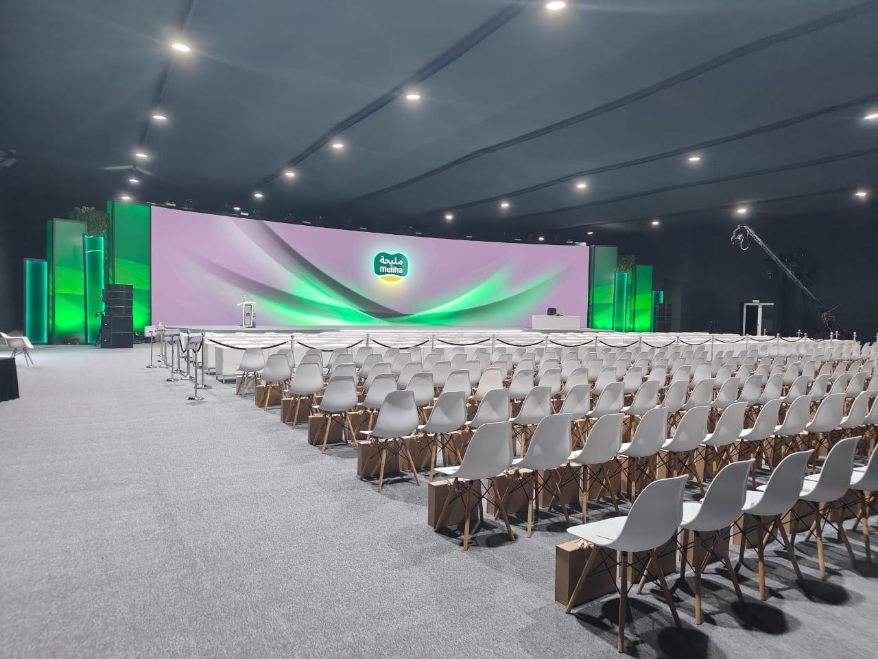Wide Meliha conference room production setup
