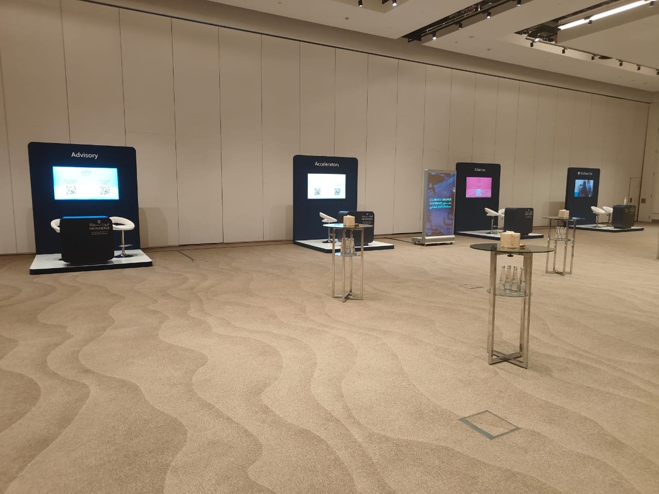 Digital networking and partner stations at a corporate event