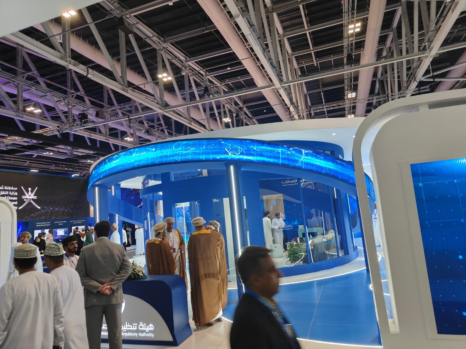 TRA pavilion with curved LED fascia and illuminated columns
